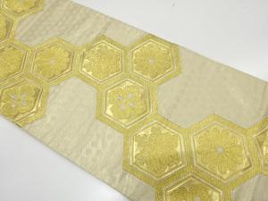 アンティーク　亀甲に桐・菊模様織り出し袋帯（着用可）